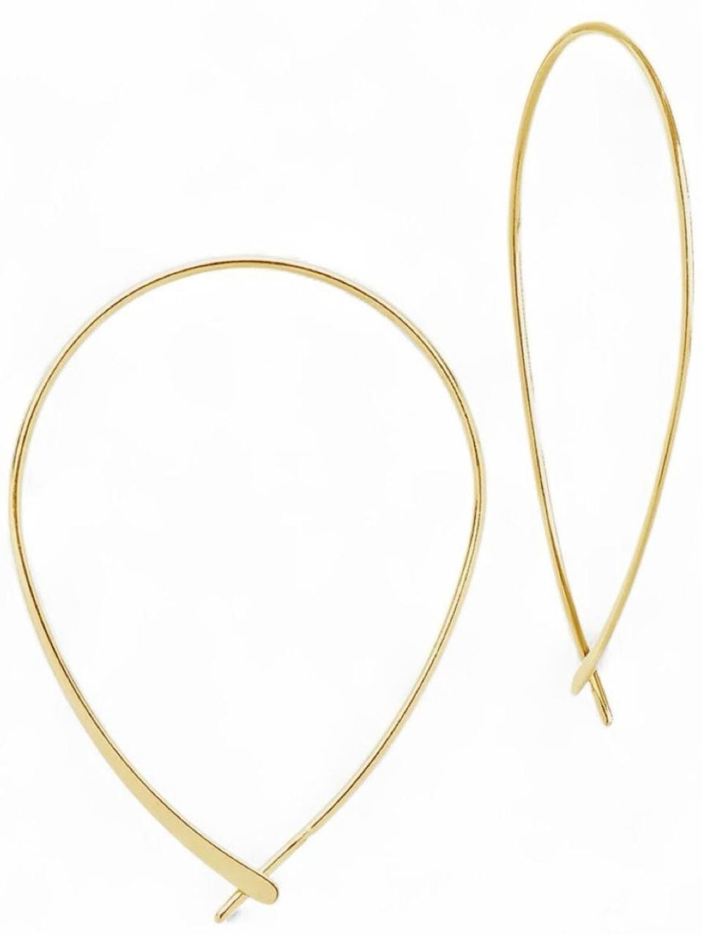 Polished Gold Teardrop Threader Earrings - Women Jewelry